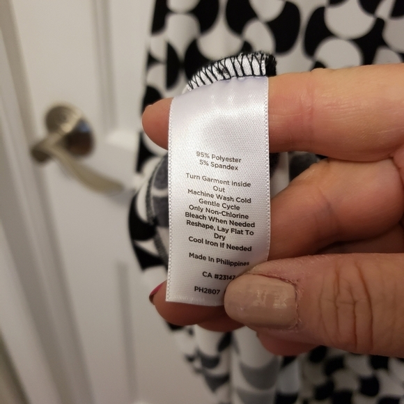 Talbots Faux Wrap Sheath Dress Stretch Black & White Petite S - Picture 8 of 9